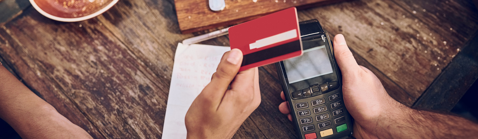 person using card machine